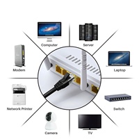 Kabel Ethernet kualitas tinggi cat5e cat6 c6a UTP 1,3,5,10M kabel patch jalinan solid insensitif lengkungan biru cat6 lan