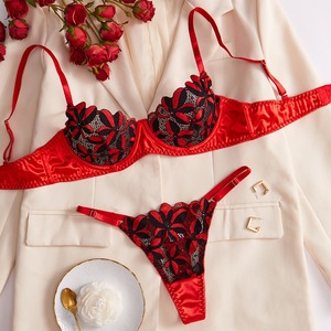 New Hot Selling <b>Sexy</b> Rose French Embroidered Flower Underwear Women's Two Piece <b>Set</b> <b>Sexy</b> Lingerie Girl Underwear and <b>Bra</b> <b>Set</b> - Product Image 1