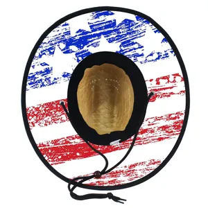 Großhandel Sommer-Lebensräter Strohhut Unterkrempe individueller Druck Amerika Sombrero Strandmütze Surf-Lebensräter Mit Logo Strohhut