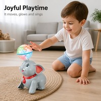 Jouet éléphant dansant LED avec boule rotative, robot musical tournant avec lumière et son pour les tout-petits, cadeau de Noël, fête d'enfants