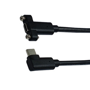 Câble d'extension USB-C mâle vers femelle à angle droit avec vis, charge rapide 3.1C, fil de cuivre moulé par injection - Product Image 3