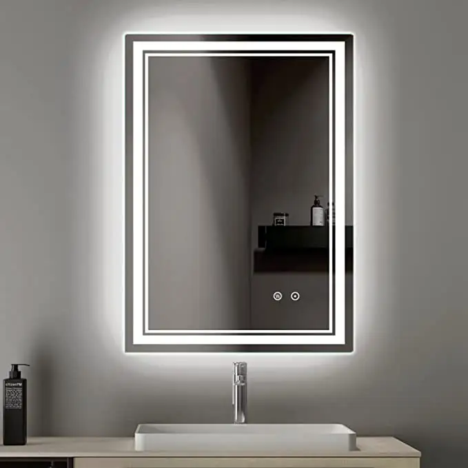 high quality factory sale luxury hotel wall mounted backlit and front lit led light mirror for bathroom