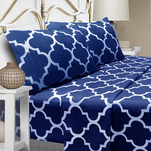 High Quality <b>Fitted</b> Bed <b>Sheet</b> Set Queen Size 100% Polyester 1800TC <b>Printed</b> OEKO-TEX Certified - Product Image 1