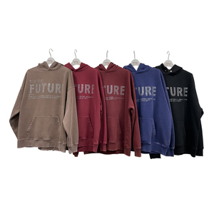 เสื้อผ้าสตรีทแวร์ผู้ชาย ผ้าฟลีซ โพลีเอสเตอร์/คอตตอน OEM โลโก้ประดับเพชร แบบเรียบ สีสโตนวอช สำหรับฤดูใบไม้ร่วง เป็นมิตรกับสิ่งแวดล้อม ระบายอากาศได้ดี ทรงปกติ - Product Image 5