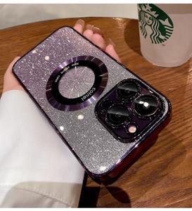 Pour <span class=keywords><strong>iPhone</strong></span> 16 15 13 pro max papier pailleté dégradé transparent magnétique étui de protection galvanoplastie <span class=keywords><strong>loupe</strong></span> couverture - Product Image 5