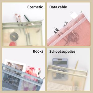 Rõ ràng Pouch màu double-layer lưới dây kéo Pouch túi nylon khối xây dựng Bộ đồ chơi lưu trữ & tổ chức túi với xử lý - Product Image 4