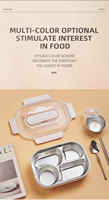 Boîte à bento mignonne empilable en acier inoxydable 304 sans BPA, étanche, chauffable, avec couvercle en plastique, 4 compartiments, couverts intégrés, pour nouveau-né