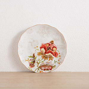 Service de table en céramique à motif floral botanique rétro, design personnalisé, vaisselle en porcelaine à bord ondulé pour les chaînes de magasins, boîte promotionnelle pour festival - Product Image 4