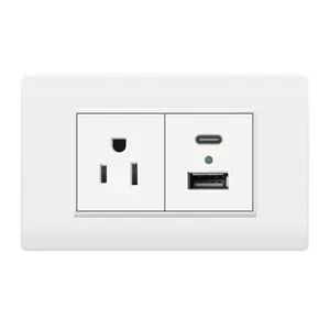 American standard 118B Simple installation PC Panel 3 Pin Socket+USB+Type C Wall Sockets