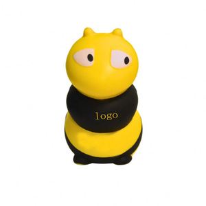 Jouet anti-stress en mousse PU jaune mignon en forme d'abeille, souple, imprimé en sérigraphie, cadeau promotionnel pour les salons professionnels - Product Image 2
