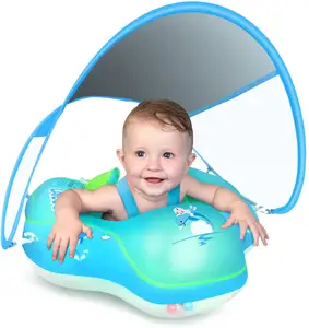 Flotteur de natation pour bébé avec auvent UPF50 + flotteur de piscine pour bébé avec queue ne jamais retourner