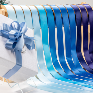 Cinta de Raso de Poliéster de Color Sólido de 2CM*100Y al por Mayor, Rollo de Cinta de Satén de una Cara, Colores Azul, 1 Pulgada, Lazos para Envolver Regalos - Product Image 1