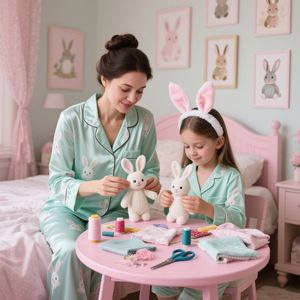 HUOYOUNG Custom Sleepwear Pyjamas Women's Cute Cartoon Print Satin Silk Mommy and <strong>Me</strong> Family Matching Pajama Sets - Product Image 2