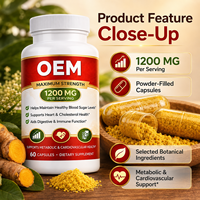 Capsules végétaliennes OEM Berberine Plus 1200mg Extrait de Coptis Curcuma Soutien Digestif Métabolique Immunitaire Complément Alimentaire Marque Privée