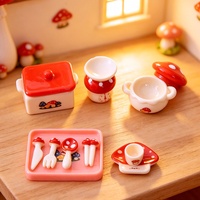 Mini figurines en résine en forme de champignons de dessin animé pour la décoration de cuisine, ensemble d'ornements de bureau mignons, accessoires décoratifs de collection