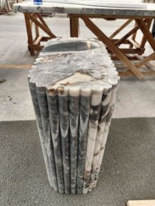 Alta qualità di lusso moderna <span class=keywords><strong>pietra</strong></span> naturale 10 posti sala da pranzo mobili quadrato Breccia Grigio alto marmo tavolo da pranzo - Product Image 6