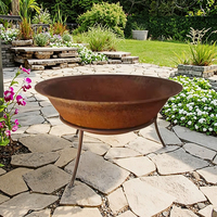 Brasero en acier corten autoportant foyer foyer amovible brûleur à feu en métal pot bol à eau extérieur rond cheminée bol à feu