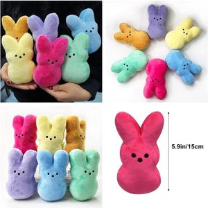 Vente en gros de lapins en peluche colorés de 15 cm, jouets de Pâques, simulation d'animaux en peluche, poupée pour enfants, coussin doux, cadeaux - Product Image 2