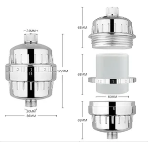 Tijdtracker Hoge Output Verchroomd 18 20 Traps Douche Waterfilter Met Oem Service