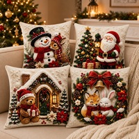 Housses de coussin carrées à thème de Noël en stock pour hôtels, hôpitaux, décoration intérieure, style zippé, OEM disponible