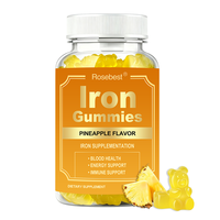 Complément alimentaire en gommes végétaliennes sans sucre à la pectine, 25 mg de fer, avec curcuma et vitamines B, pour la santé sanguine et l'énergie, marque privée OEM