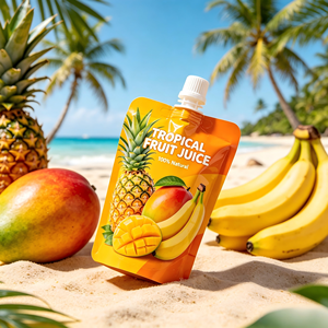 <span class=keywords><strong>Pochette</strong></span> souple personnalisée à finition brillante avec bec verseur <span class=keywords><strong>de</strong></span> 8,6 mm et bouchon à vis pour emballages <span class=keywords><strong>de</strong></span> jus - Product Image 2