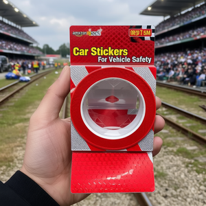 Autocollants de voiture, bande réfléchissante rouge de 5M pour la sécurité des véhicules - Product Image 3