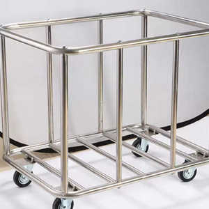 Chariot de service pliable pour chambre d'hôtel Chariot à linge en acier inoxydable épais brun pour la collecte de vêtements sales Chariots de nettoyage - Product Image 4