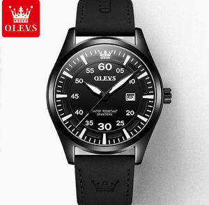OLEVS 9962 Fashion Life Waterproof Watch Genuine Leather Belt Japan Original Quartz Man Watches Dual Calendar Display <b>Hand</b> <b>Clock</b> - Product Image 5