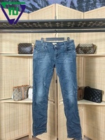 Jeans pour femmes d'occasion taille haute bleu foncé stock de pantalons de jeans d'occasion en vente de gros