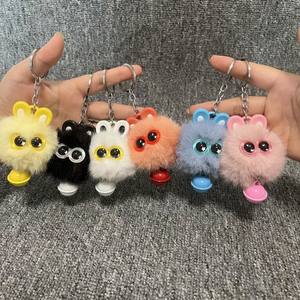 <span class=keywords><strong>Porte</strong></span>-clés en peluche "Starry Eye Coal Ball", breloque mignonne de sac à dos de style anime avec de grands yeux et un <span class=keywords><strong>pompon</strong></span> moelleux - Product Image 2