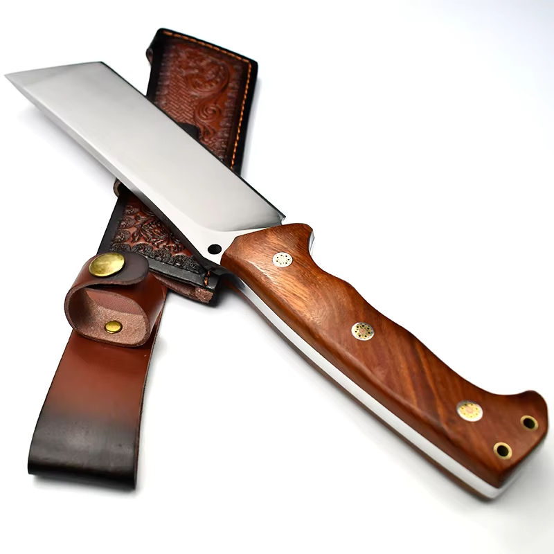 D235 #65Mov Steel Walnut Handle Camping Knife - High Hardness
