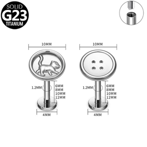 Pendientes de titanio F136 chapados en oro para bodas, con parte trasera plana, para cartílago, labio, nariz, en varios tamaños - Product Image 4