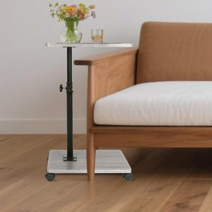 Table de chevet réglable <span class=keywords><strong>en</strong></span> <span class=keywords><strong>hauteur</strong></span> 360 ° Table basse pivotante <span class=keywords><strong>avec</strong></span> roulettes, petite table moderne pour salon, chambre, balcon, terrasse - Product Image 1