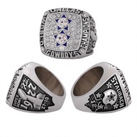 Cincin Kejuaraan Dallas Cowboys 1977 Grosir, Perhiasan Unisex Lapis Emas/Perak dari Paduan Logam dengan Kotak Kayu