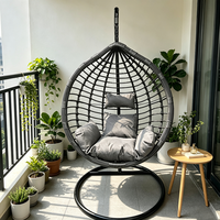 Fauteuil suspendu moderne en métal pour une personne avec coussin pour jardin, balançoire, hamac, patio, balcon, panier