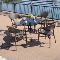Chaise de salle à manger empilable en aluminium tressé Teslin, style français, très vendue, pour usage extérieur en restaurant, cour, parc, jardin, hôtel