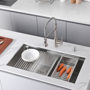 Cuencos de champú Fregadero de estación de trabajo Fregadero de cocina de un solo cuenco de acero inoxidable con lavavajillas con repisa de flujo de trabajo Fregadero Lavavajillas - Product Image 1
