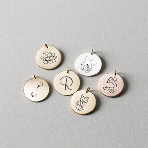 Collier pendentif à disque rond en acier inoxydable 316L, accessoires pour la fabrication de bijoux en gros - Product Image 5