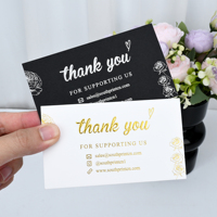 Cartes de remerciement personnalisées de luxe sur mesure avec estampage or et argent pour petites entreprises