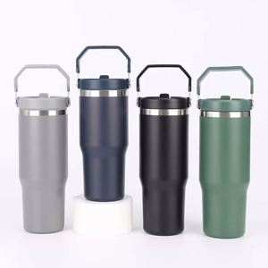 Vaso Térmico Portátil de Viaje con Asa de Transporte, Taza de Bebidas Aislada de Doble Pared de Acero Inoxidable de 20 oz para Uso en el Automóvil - Product Image 5