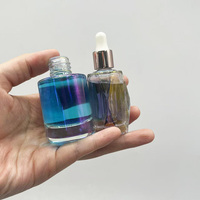 Flacon d'huile essentielle en verre transparent de haute qualité, nouveau style, 20 ml, avec compte-gouttes, bouchon rose doré, récipient pour sérum