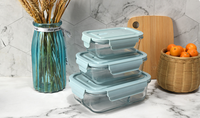 Boîte à lunch bento pour enfants avec couvercle en plastique, récipient alimentaire en verre anti-fuite sans BPA pour la préparation des repas, conservation de la fraîcheur, 1-3L