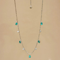 Collier pendentif en zircon cubique turquoise à la mode vintage pour femmes filles accessoires de fête bijoux