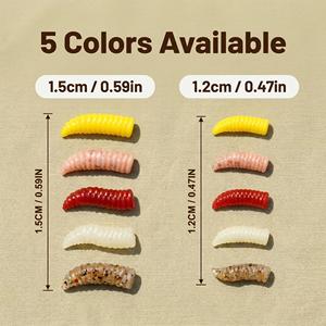 Hirisi MA202 400 Piezas 5 Colores Señuelos Blandos de Gusano <span class=keywords><strong>Mini</strong></span> Cebo Artificial Flotante con Fuerte Aroma Accesorios para Pesca de Carpa - Product Image 5