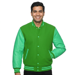 Veste universitaire Letterman vintage avec écusson brodé personnalisé vente en gros de haute qualité en cuir PU CollegeBaseballjacket pour hommes - Product Image 1