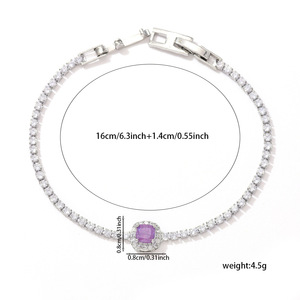 Bracciale da donna con zirconi e diamanti, gioielli geometrici a forma di cuore quadrato - Product Image 5