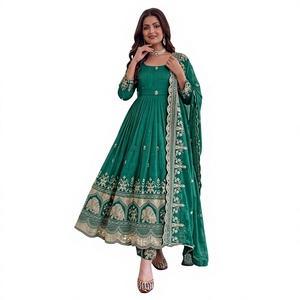 Conjunto de Vestido de Diseñador Premium para Mujer con lujosa tela de seda texturizada, elegante bordado con lentejuelas y trabajo zari. Esto - Product Image 1