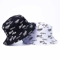 Chapeaux de seau de plage de pêcheur blanc à motif de bord Logo personnalisé Chapeau seau moelleux Chapeaux seau brodés en cuir