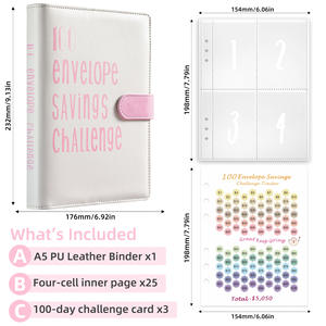 Couples Offre Spéciale 100 jours pour sauver le défi <span class=keywords><strong>Livre</strong></span> d'épargne à feuilles mobiles avec couverture rigide en PU personnalisable - Product Image 3